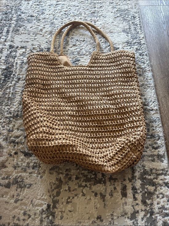 Handbags - Woven Straw Tote Bag - Natural Brown